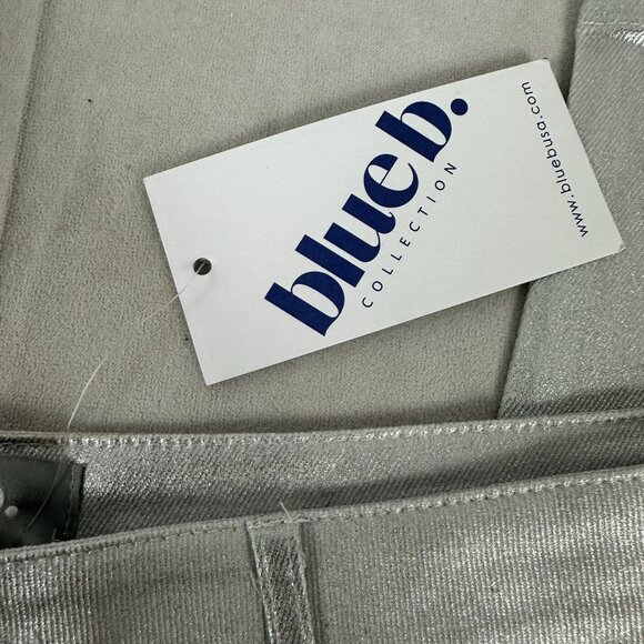 Metallic Silver Pants By Blue B. Collection Size L Cotton/Spandex Blend - Picture 4 of 6